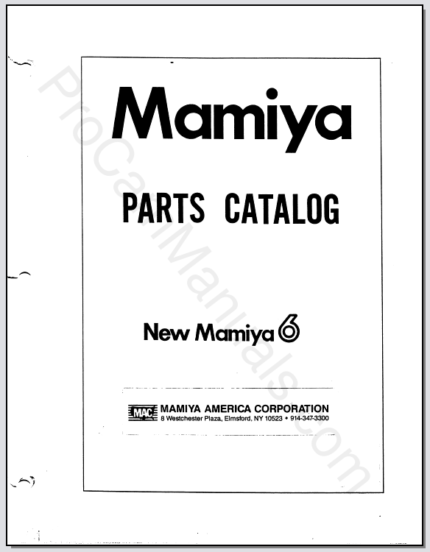 Mamiya New Mamiya 6 Camera Body Parts Catalog