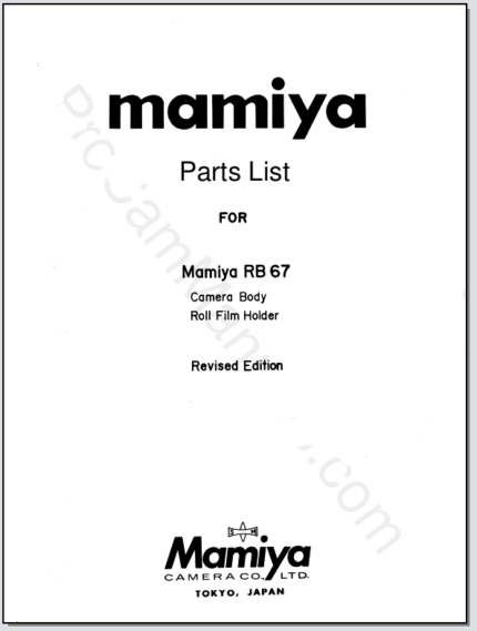 Mamiya RB67 Camera Body & Roll Film Holder Parts List