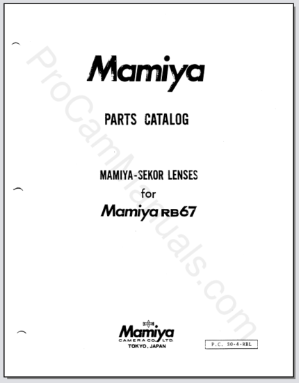 Mamiya RB67 Mamiya-Sekor Lenses Parts Catalog