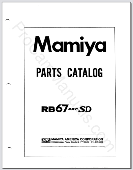 Mamiya RB67 ProSD Camera Body Parts Catalog