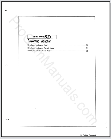 Mamiya RB67 ProSD Revolving Adapter Parts List