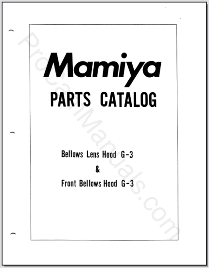 Mamiya RZ67 Professional Bellows Lens Hood G-3 & Front Bellows Hood G-3 Parts Catalog