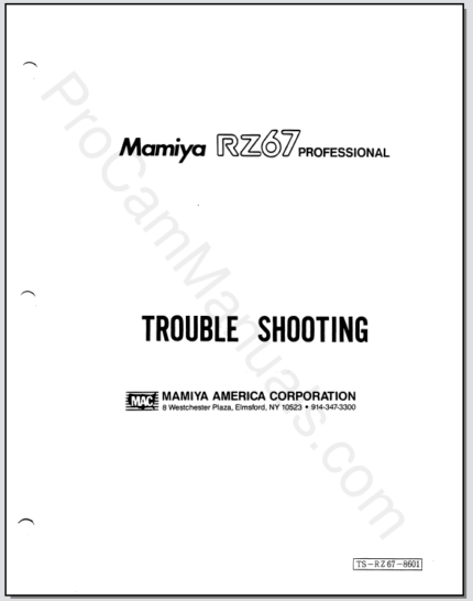 Mamiya RZ67 Professional Camera Body Troubleshooting