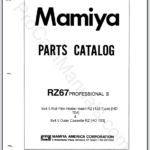 Mamiya RZ67 Professional II 6x4.5 Roll Film Holder Insert RZ (120 Type) & 6x4.5 Outer Cassette RZ Parts List