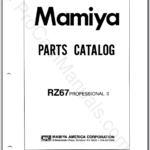 Mamiya RZ67 Professional II Camera Body Parts Catalog