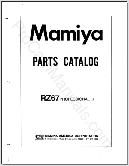 Mamiya RZ67 Professional II Camera Body Parts Catalog