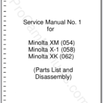 Minolta XM, X-1, XK Service Manual No. 1 (Parts List and Disassembly)