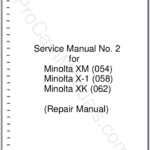 Minolta XM, X-1, XK Service Manual No. 2 (Repair manual)