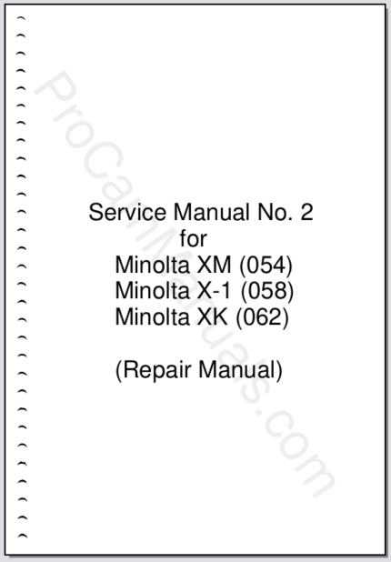 Minolta XM, X-1, XK Service Manual No. 2 (Repair manual)