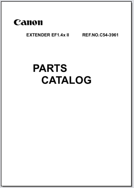 Canon Extender EF1.4XII Parts Catalog