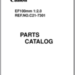 Canon Lens EF 100mm 1:2.0 Parts Catalog