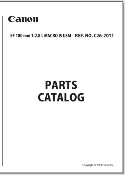 Canon Lens EF 100mm 1:2.8L Macro IS USM Parts Catalog