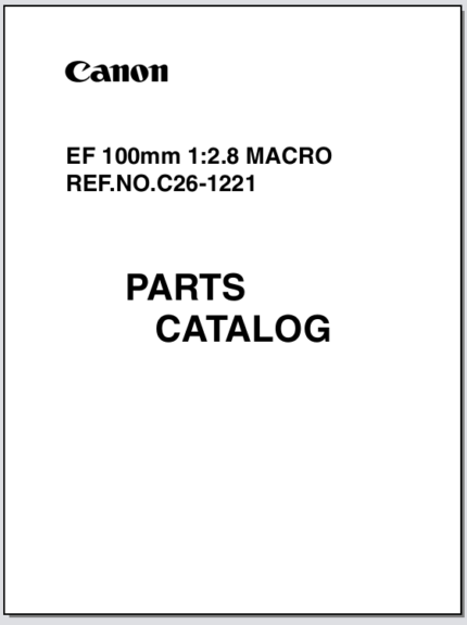 Canon Lens EF 100mm 1:2.8 Macro Parts Catalog