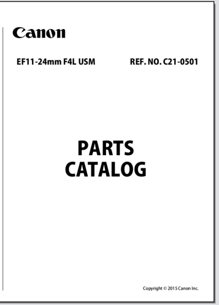 Canon Lens EF 11-24mm F4L USM Parts Catalog