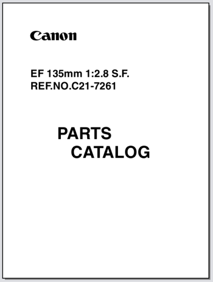 Canon Lens EF 135mm 1:28 S.F. Parts Catalog