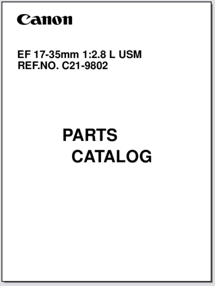 Canon Lens EF 17-35mm 1:2.8L USM Parts Catalog