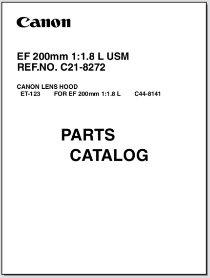 Canon Lens EF 200mm 1:1.8L USM Parts Catalog