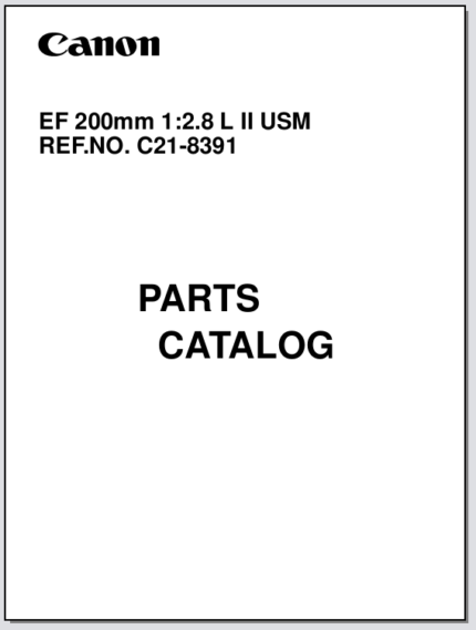 Canon Lens EF 200mm 1:2.8L II USM Parts Catalog