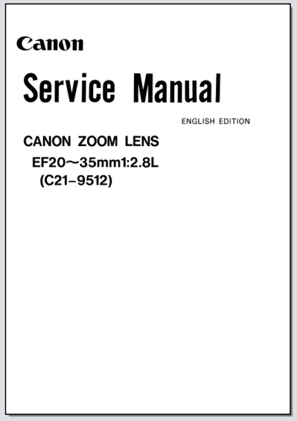 Canon Lens EF 20-35mm 1:2.8L Service Manual