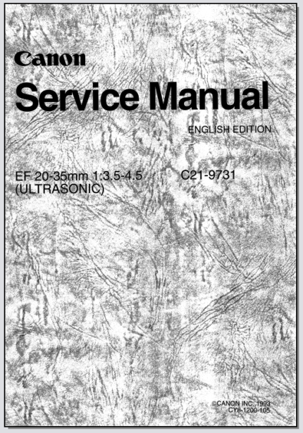 Canon Lens EF 20-35mm 1:3.5-4.5 Ultrasonic Service Manual