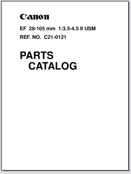 Canon Lens EF 28-105mm F3.5-4.5 II USM Parts Catalog