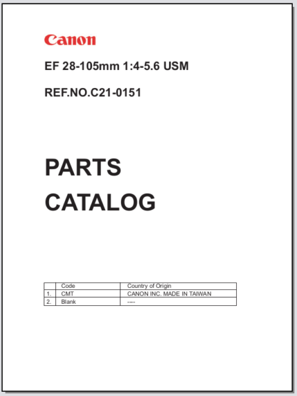 Canon Lens EF 28-105mm 1:4-5.6 USM Parts Catalog