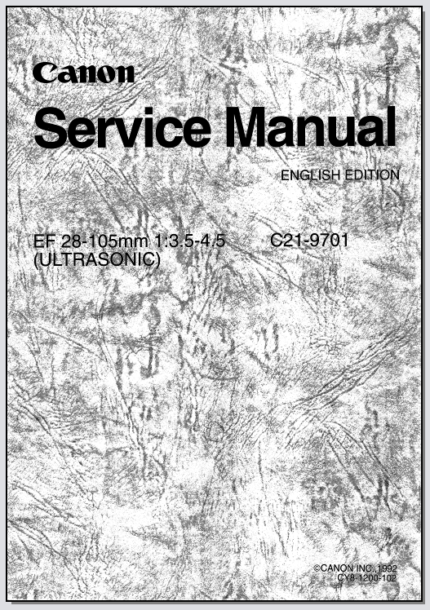 Canon Lens EF 28-105mm 1:3.5-4.5 Ultrasonic Service Manual