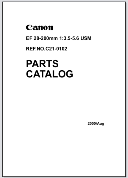 Canon Lens EF 28-200mm 1:3.5-5.6 USM Parts Catalog