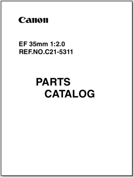 Canon Lens EF 35mm 1:2.0 USM Parts Catalog