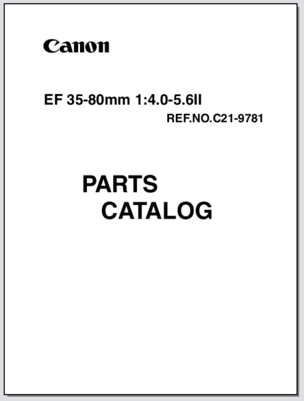 Canon Lens EF 35-80mm 1:4-5.6 II Parts Catalog