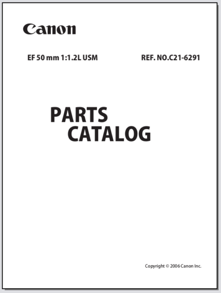 Canon Lens EF 50mm 1:1.2L USM Parts Catalog