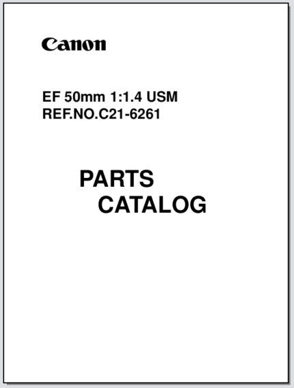 Canon Lens EF 50mm 1:1.4 USM Parts Catalog