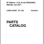 Canon Lens EF 500mm 1:4.0L IS Ultrasonic Parts Catalog