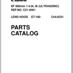 Canon Lens EF 600mm 1:4.0L IS Ultrasonic Parts Catalog