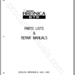 Bronica ETR Camera Body Repair Manual & Parts List