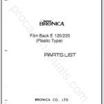 Bronica Film Back E 120,220 (Plastic Type) Parts List