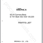 Bronica SQ-Ai Camera Body & Film Back SQ-i 6x6 120,220 Parts List