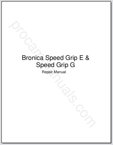 Bronica Speed Grip E & G Repair Manual