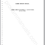 Canon Lens FD 35-70mm f2.8-3.5 SSC Lens Service Manual