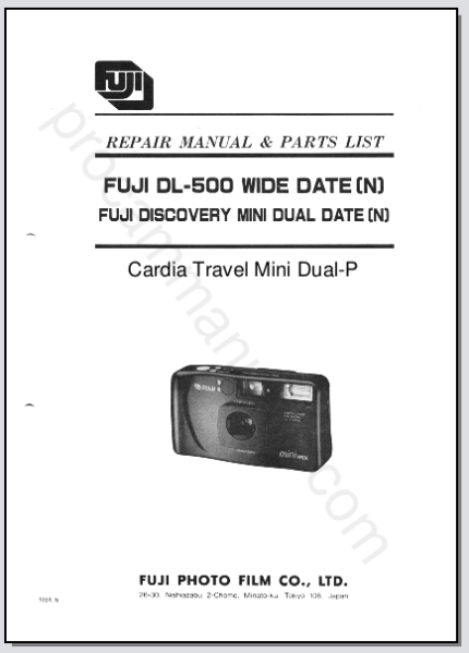 Fuji DL-500 Wide (Date), Discovery Mini Dual (Date), Cardia Travel Mini Dual-P Repair Manual & Parts List