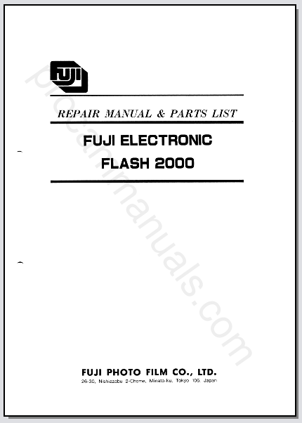 Fuji Electronic Flash 2000 Repair Manual & Parts List