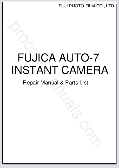 Fujica Auto-7 Instant Camera Repair Manual & Parts List