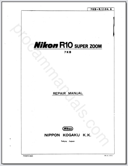 Nikon R10 Super Zoom 7KB Repair Manual